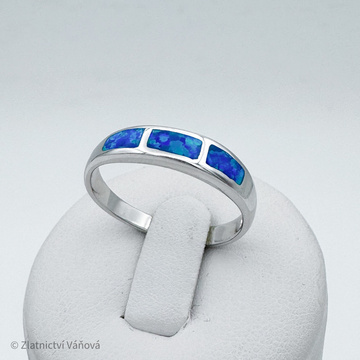 Stříbrný prsten s modrým OPÁLEM